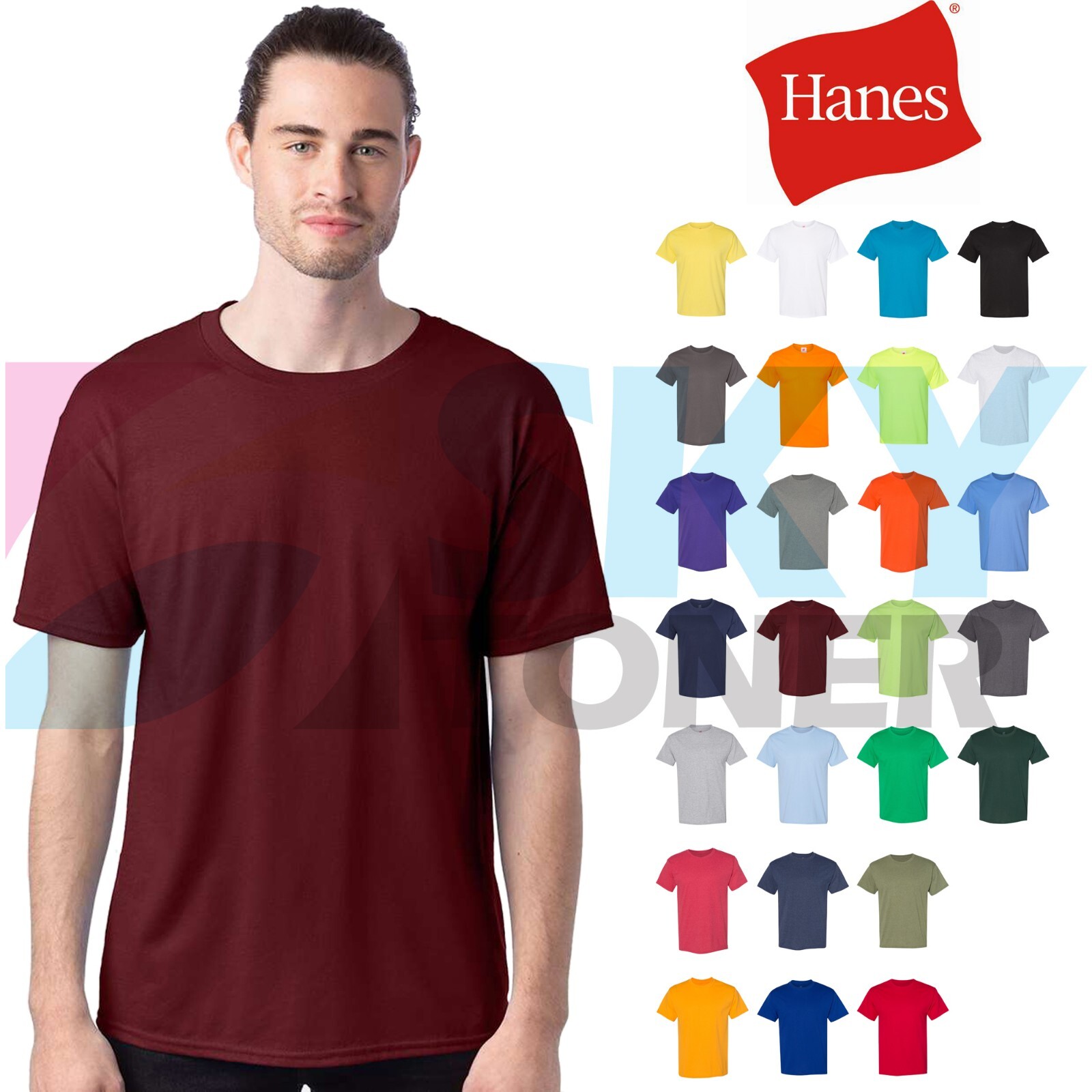 Hanes 5170 Men&rsquo;s EcoSmart Tee 50/50 Cotton/Polyester Plain Basic T-Shirt