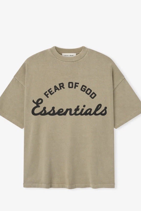 Fear of God Essentials Faded Dune Beige Men&rsquo;s Relaxed Cotton T-Shirt SML SIZE