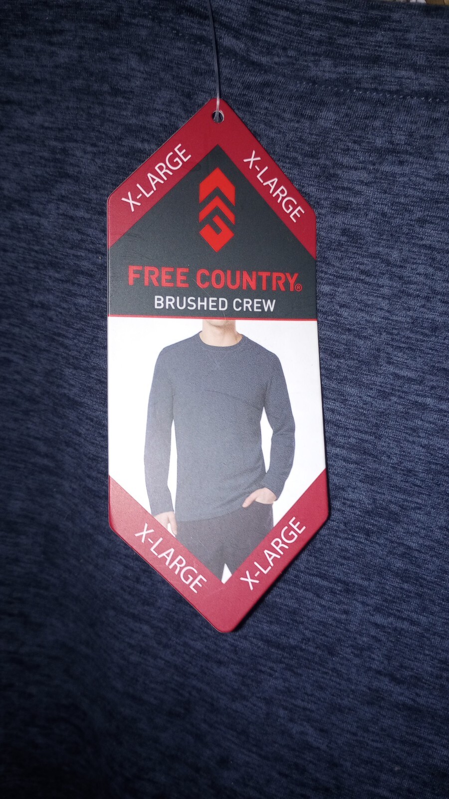 Free Country Brushed Crew Men&rsquo;s Size XXL Blue Marled MSRP $45 NWT Brand New