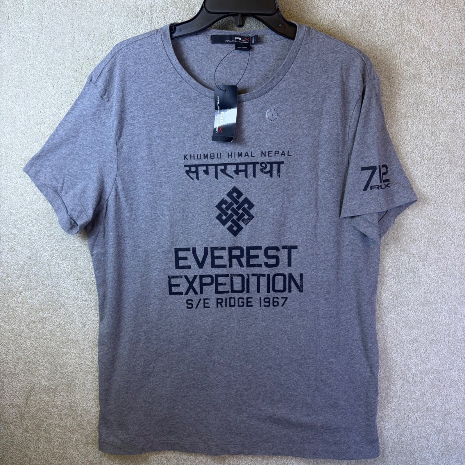 RLX Ralph Lauren Everest Expedition Shirt Mens Large Gray Khumbu Himal Nepal NEW