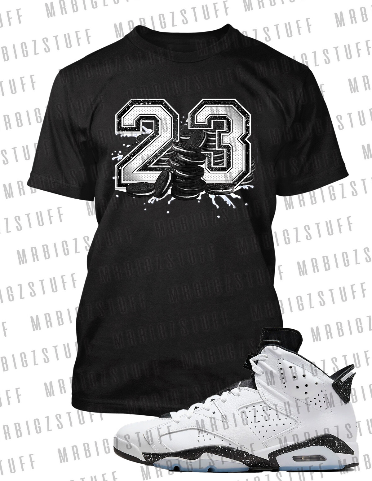 23 Cookie Graphic Sneaker Tee Shirt Match J6 Reverse Oreo Big Tall Street Wear T