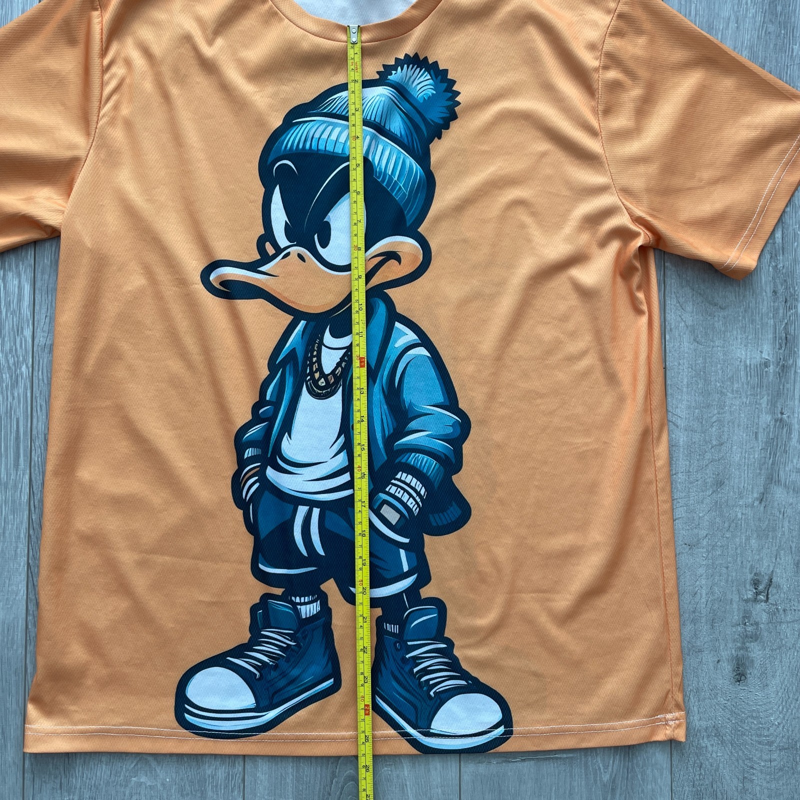 Duck T Shirt Mens XL Orange Cartoon Character Graphic Streetwear Tee Crew Neck