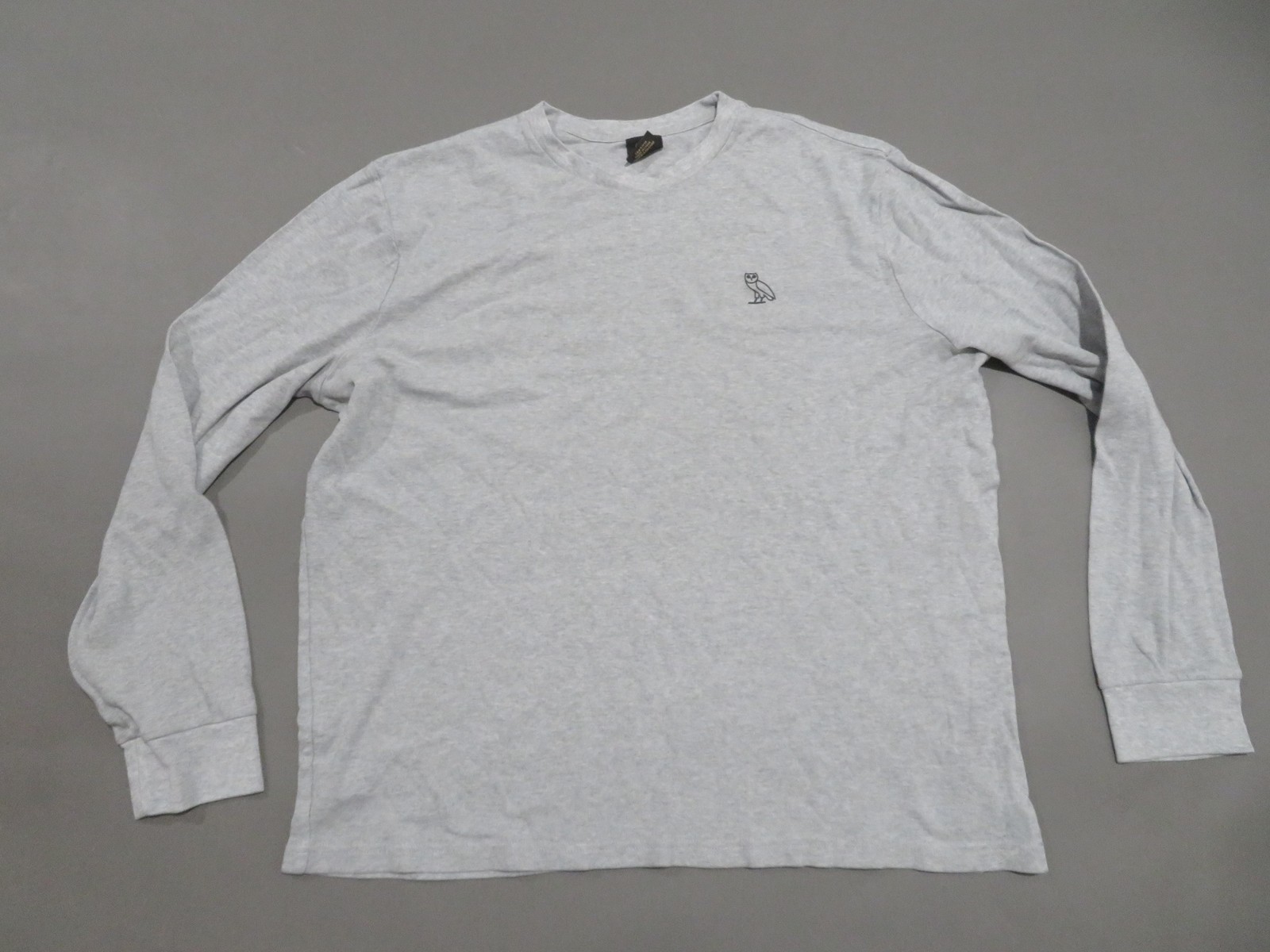 October&rsquo;s Very Own OVO Shirt Mens LARGE? Gray Long Sleeve Owl Logo Embroidered