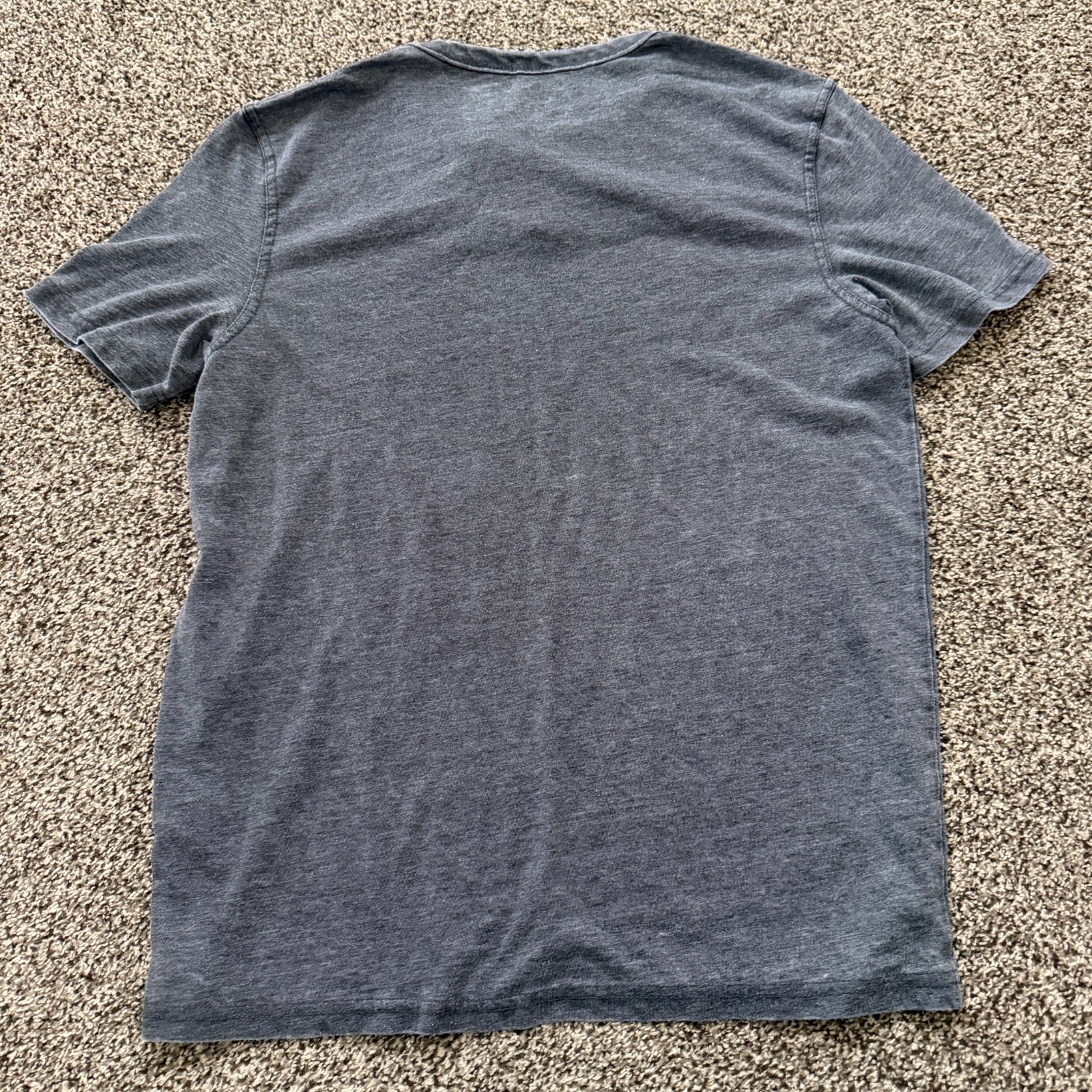 Lucky Brand Venice Burnout Henley Tee Shirt Gray Men&rsquo;s M Lightweight Stretch