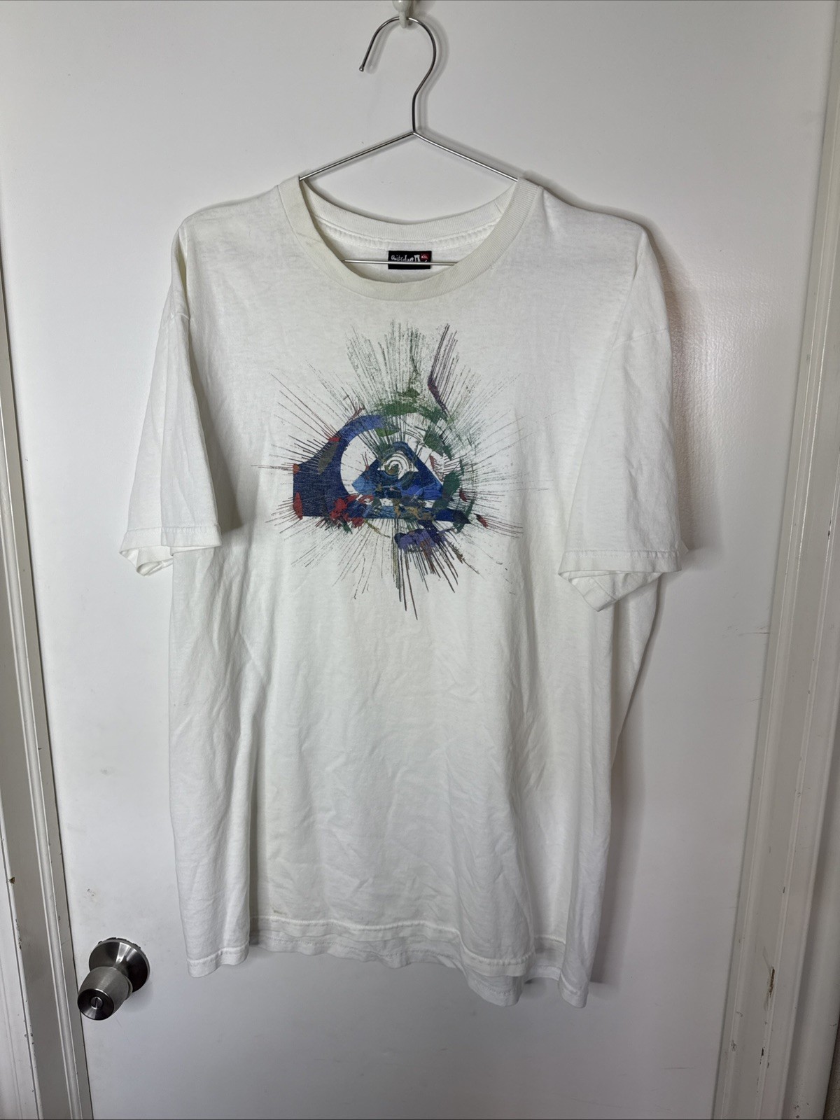Men&rsquo;s Quicksilver Wave Logo White T-Shirt 2XL Short Sleeve « Older » surf style