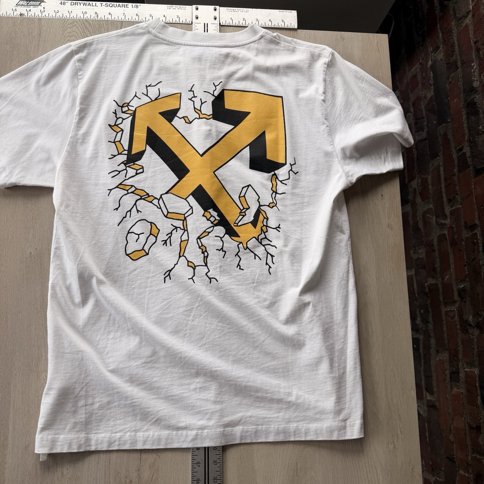 Off-White Main Label Arrows Graphic T-Shirt White Yellow Black Men’s XL Cotton