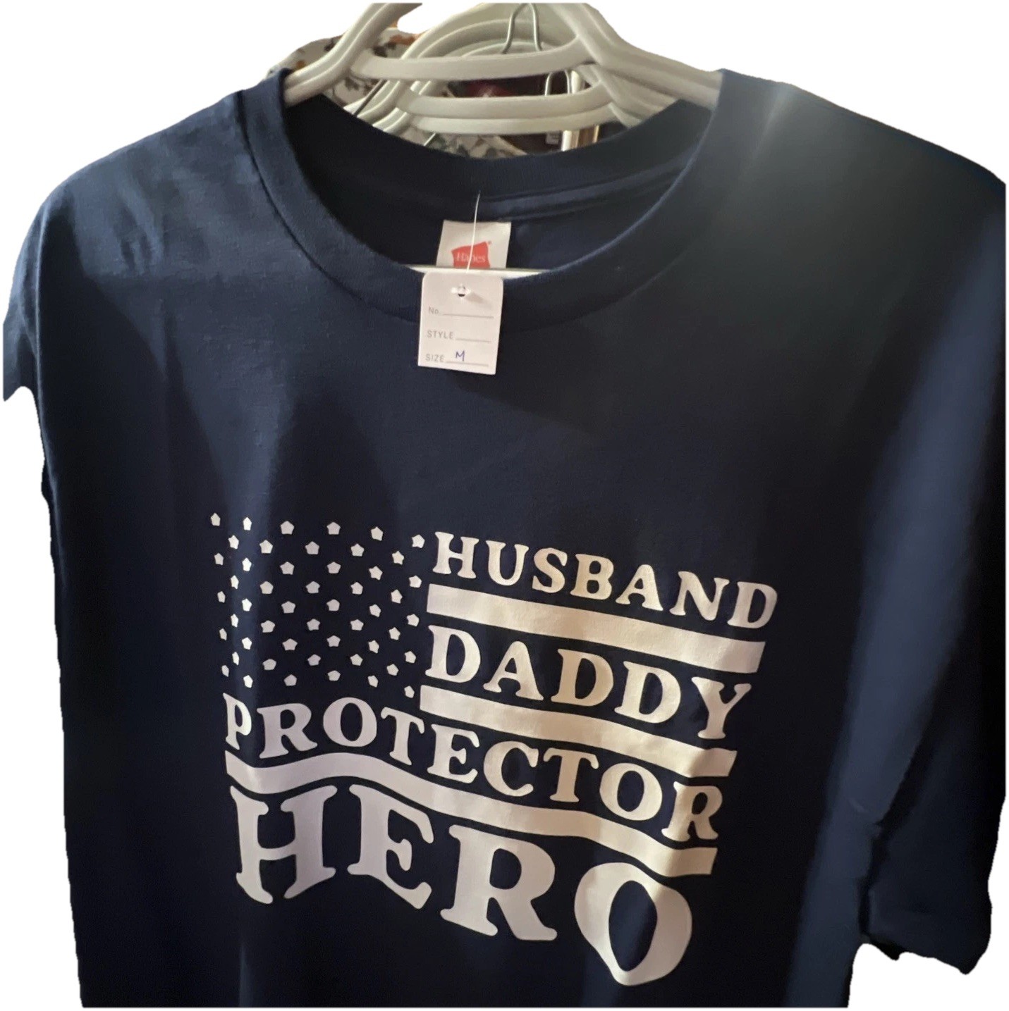 Hanes Customized T-Shirt Husband and Daddy Protector Hero Size Medium M