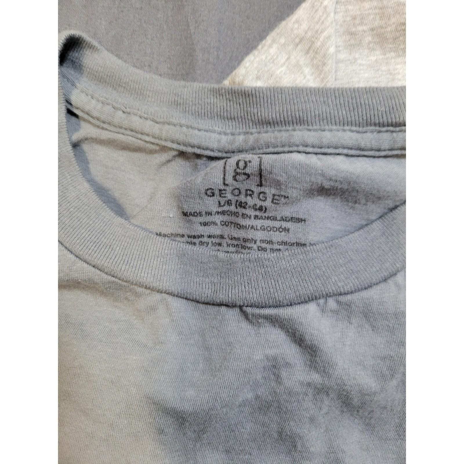 Lot of 3 Mens Large Gray T Shirts Short Sleeve Hanes George Cotton Blend