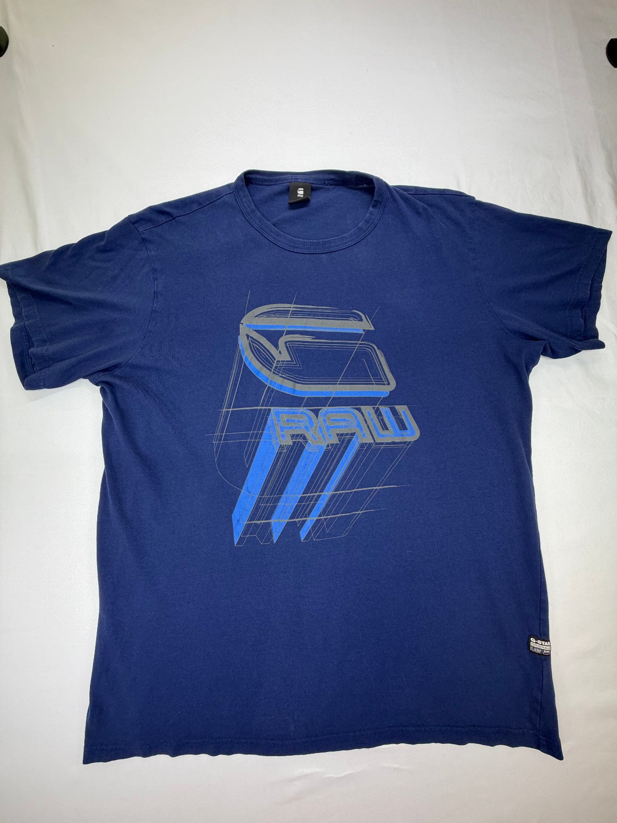 G-Raw Men&rsquo;s Graphic T-Shirt Crew Neck Short Sleeve Casual Size XXL Blue