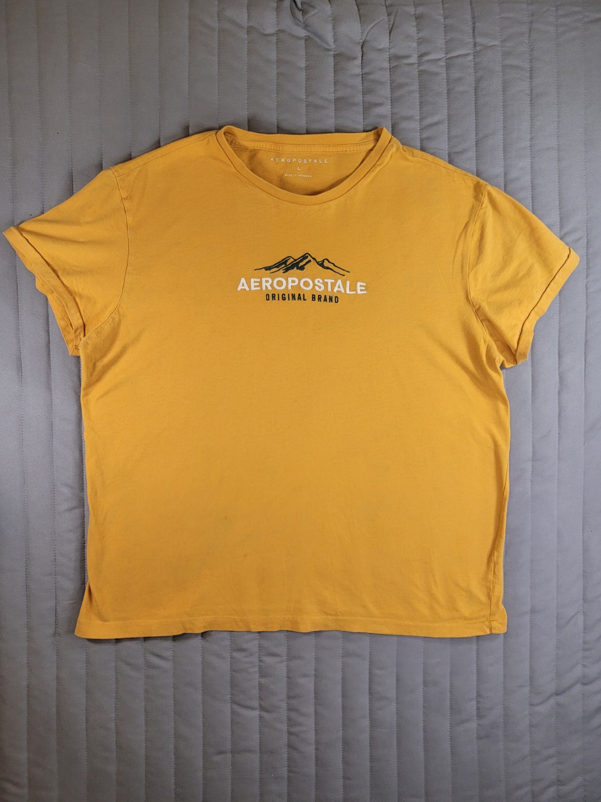 Aeropostale Men&rsquo;s Large Yellow Graphic T-Shirt Original Brand Mountain Crew Neck