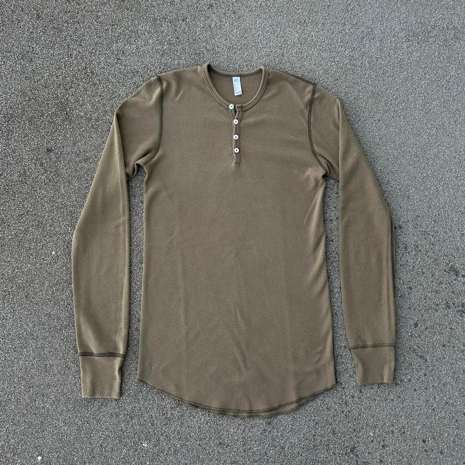 Vintage Y2K American Apparel Dexter Morgan Henley Thermal Green Medium USA Made