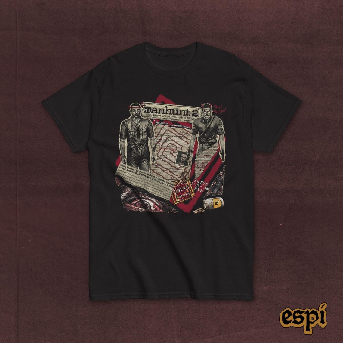 Manhunt 2 (2007) T-shirt: « Split Personality » – Rockstar Games Horror Fan Mercha