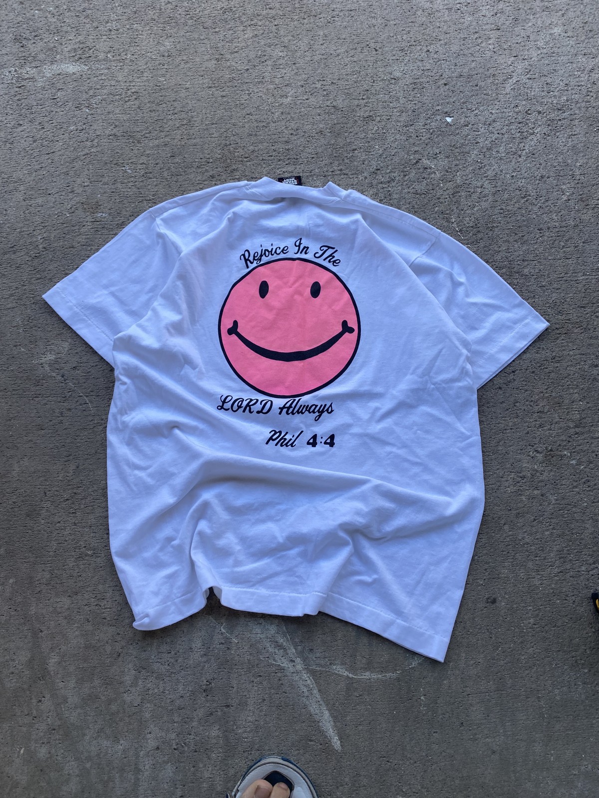 Vintage Single Stitch Screen Stars Best Shirt Mens L Wh Rejoice Smile Phil 4:4