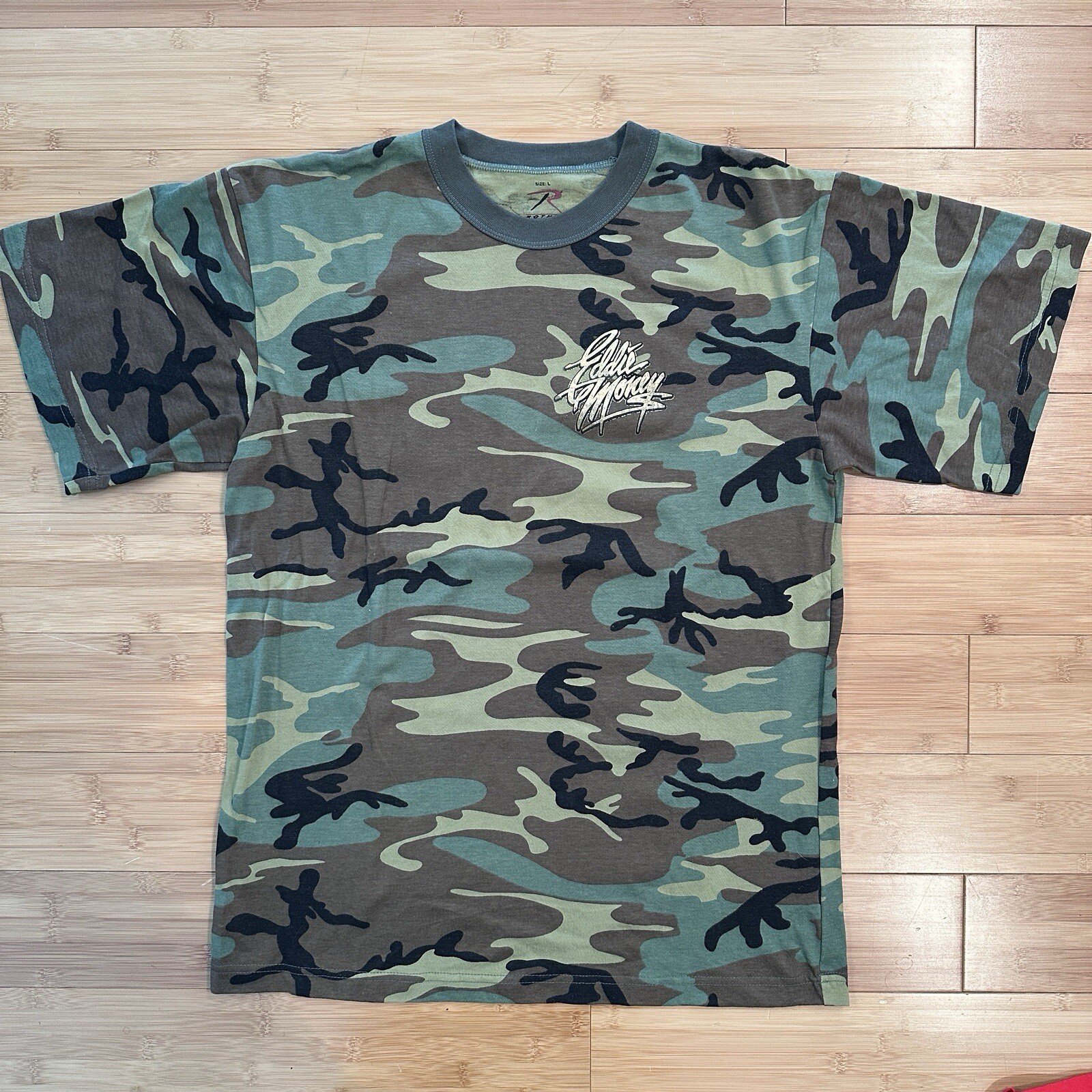 Eddie Money Double Sided Camo T- Shirt Men L Cant Keep Good Man Down