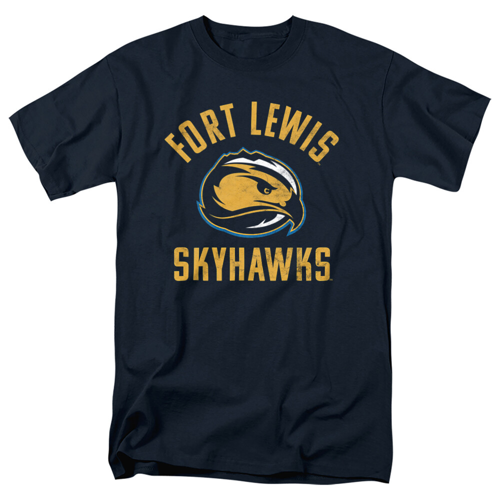 Fort Lewis College Adult T-Shirt Skyhawks Logo, Navy, S-5XL