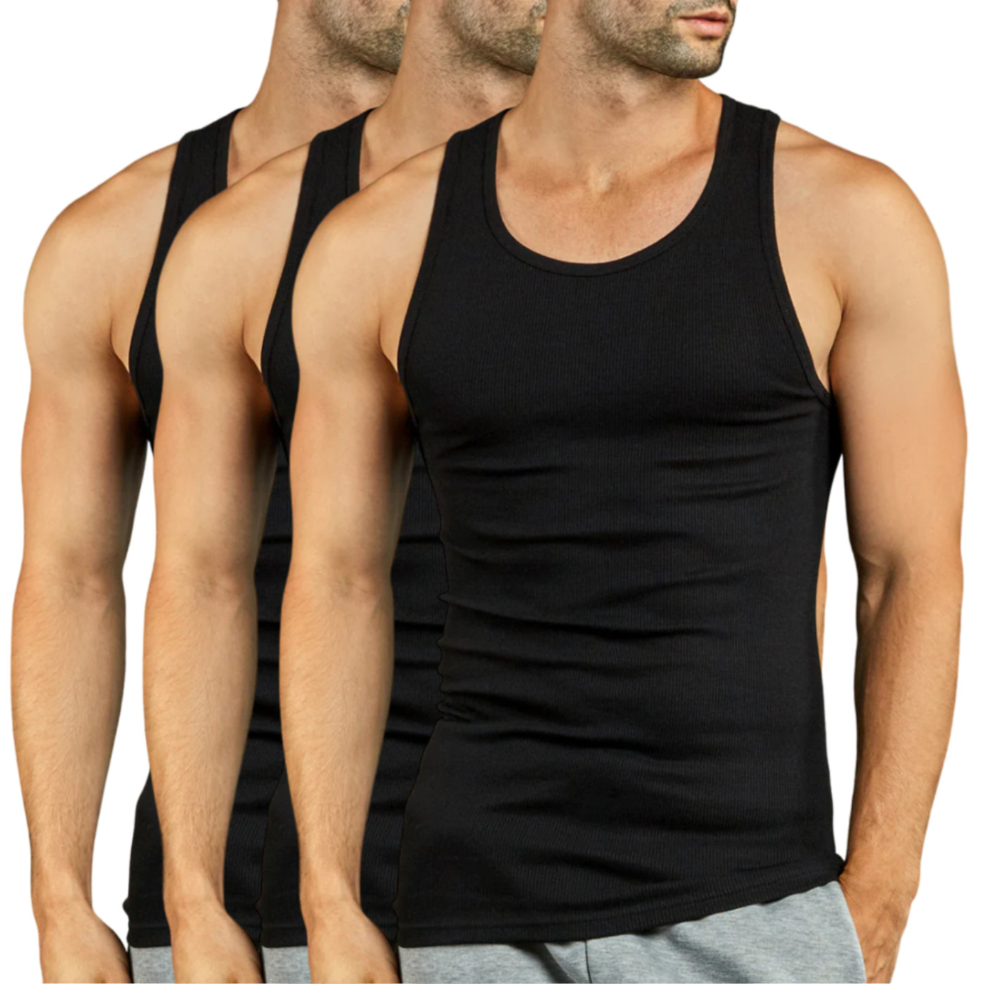 3 Pack Men&rsquo;s A-Shirts Cotton Tank Top S-3XL Basic Underwear Menswear Workout