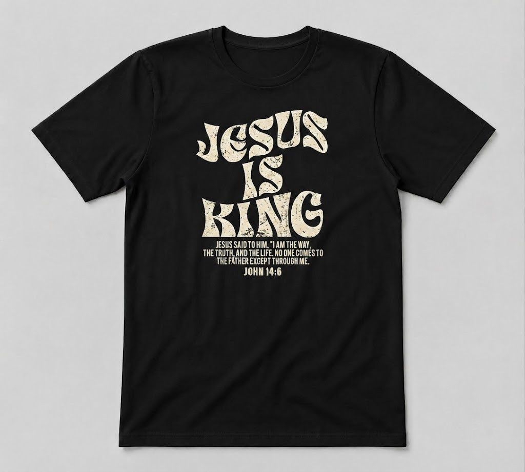 Jesus Is King Bible Verse John 14:6 Christian Religious Black T-shirt