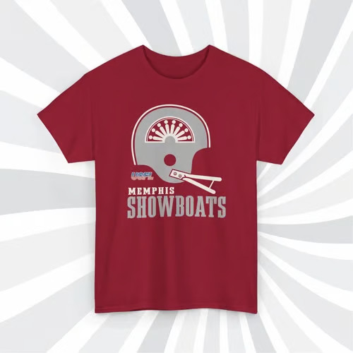 Memphis Showboats 1984 USFL Vintage Football Cardinal T-Shirt