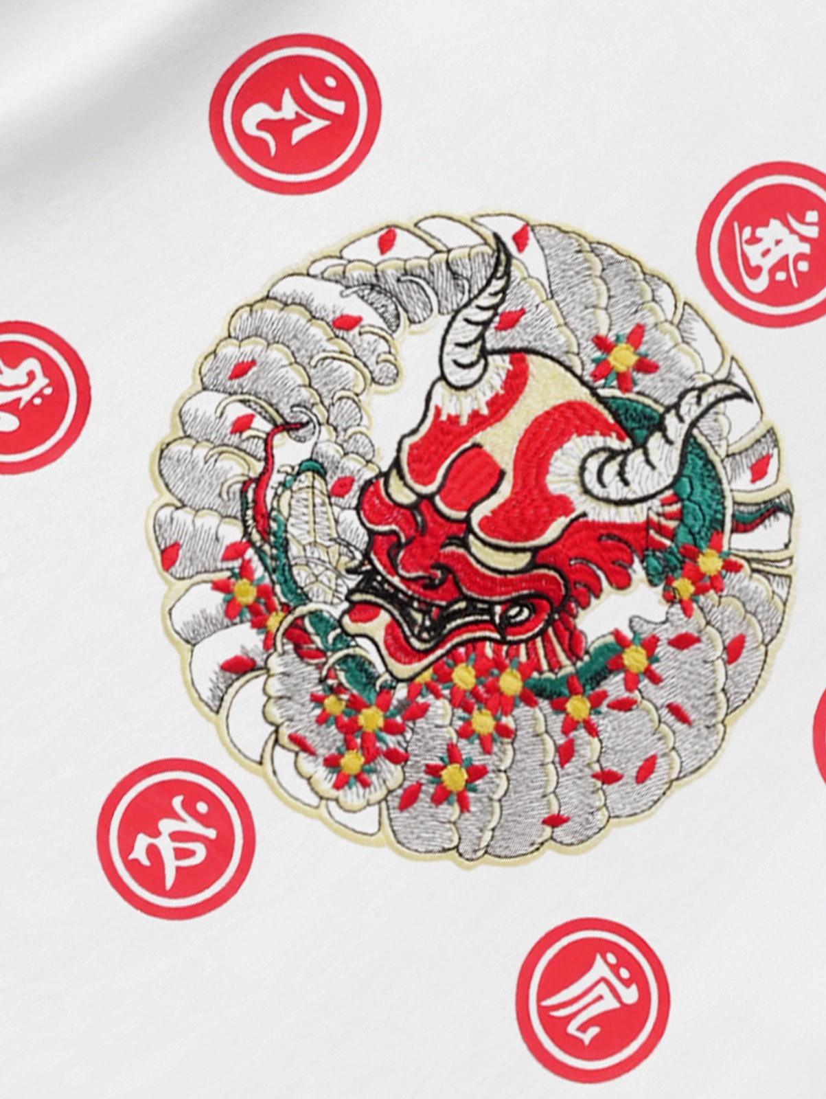 Niepce Red Demon Embroidered Tee Japanese Streetwear T-Shirt for Men