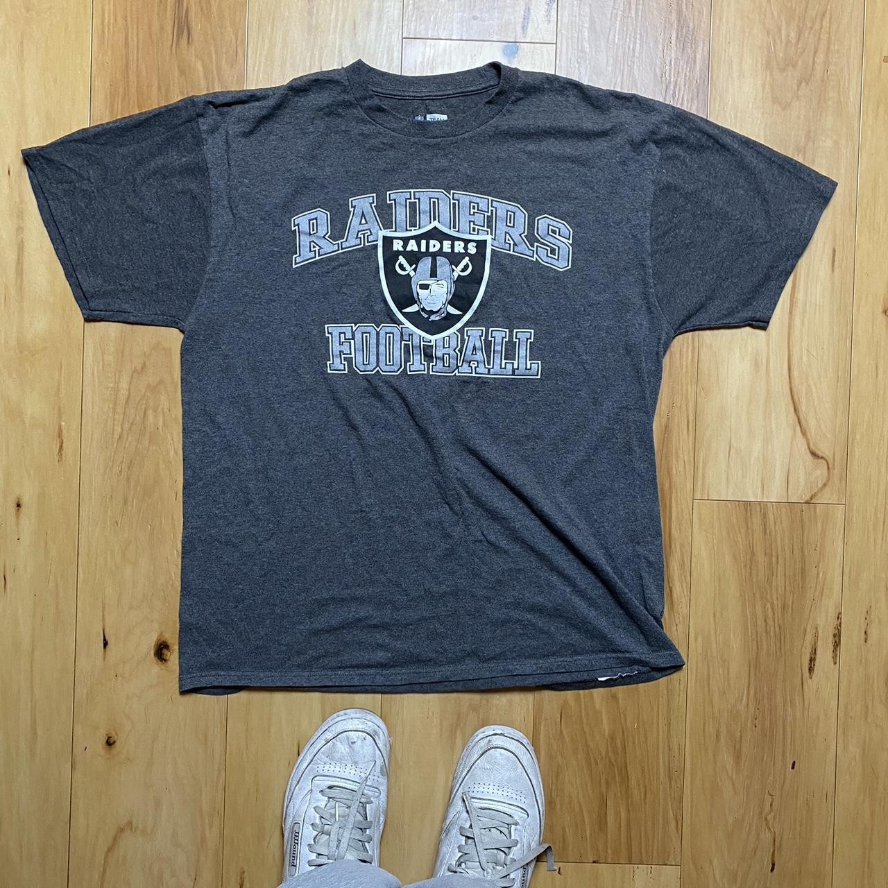 Nfl Team Apparel « Raiders Football » Men&rsquo;s Gray Logo T-Shirt Size Xl Sportswear