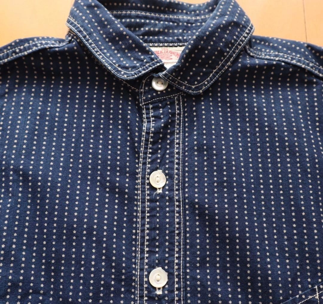 The Real McCoy&rsquo;s Double Diamond Indigo Star Wabash Work Shirt S Indigo Men’s
