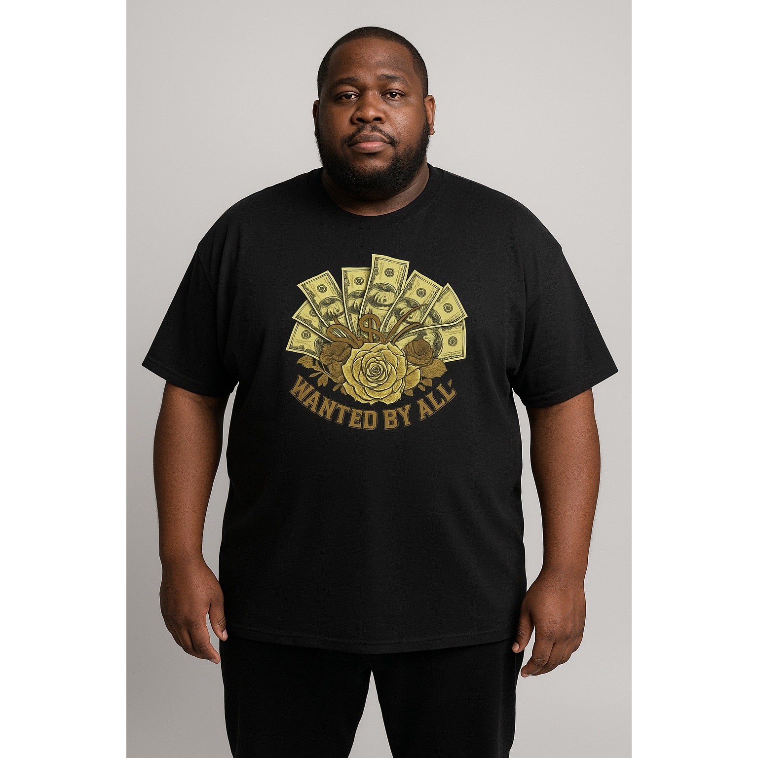 Brooklyn Vertical Black Graphic T-Shirt Money Rose Wanted By All 3XL