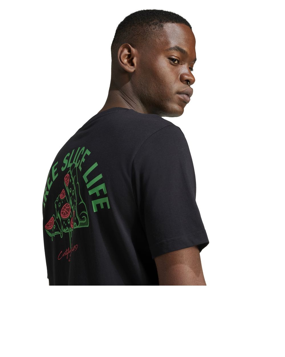 Adidas Black Lounge Pizza Graphic Unisex Jersey T-Shirt