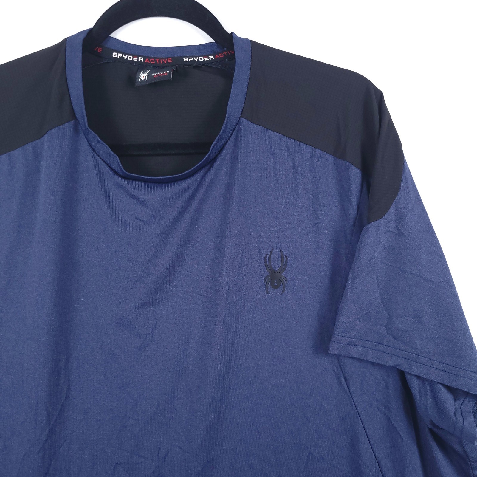 Spyder Active ProWeb Shirt Mens XXL Stretch Moisture Wicking Short Sleeve Blue