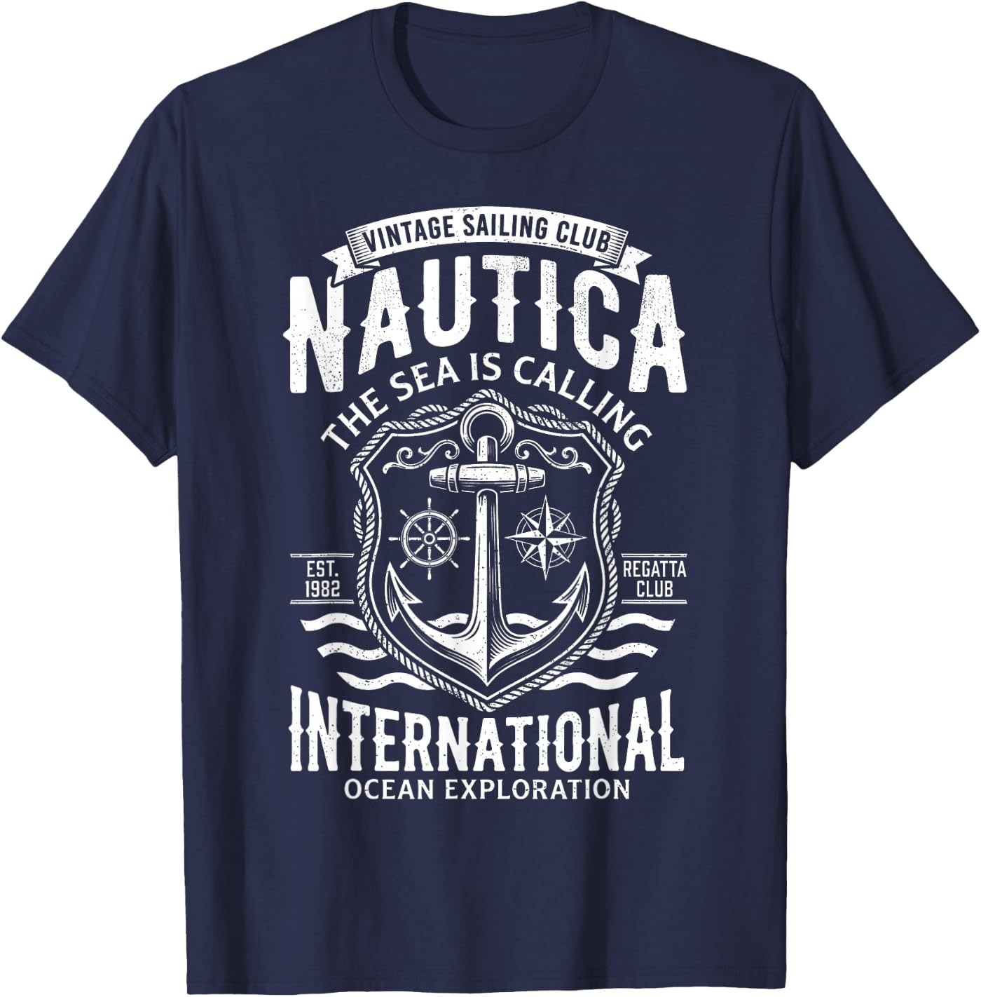 Nautica International Vintage Sailing Club Anchor Emblem Unisex T-Shirt