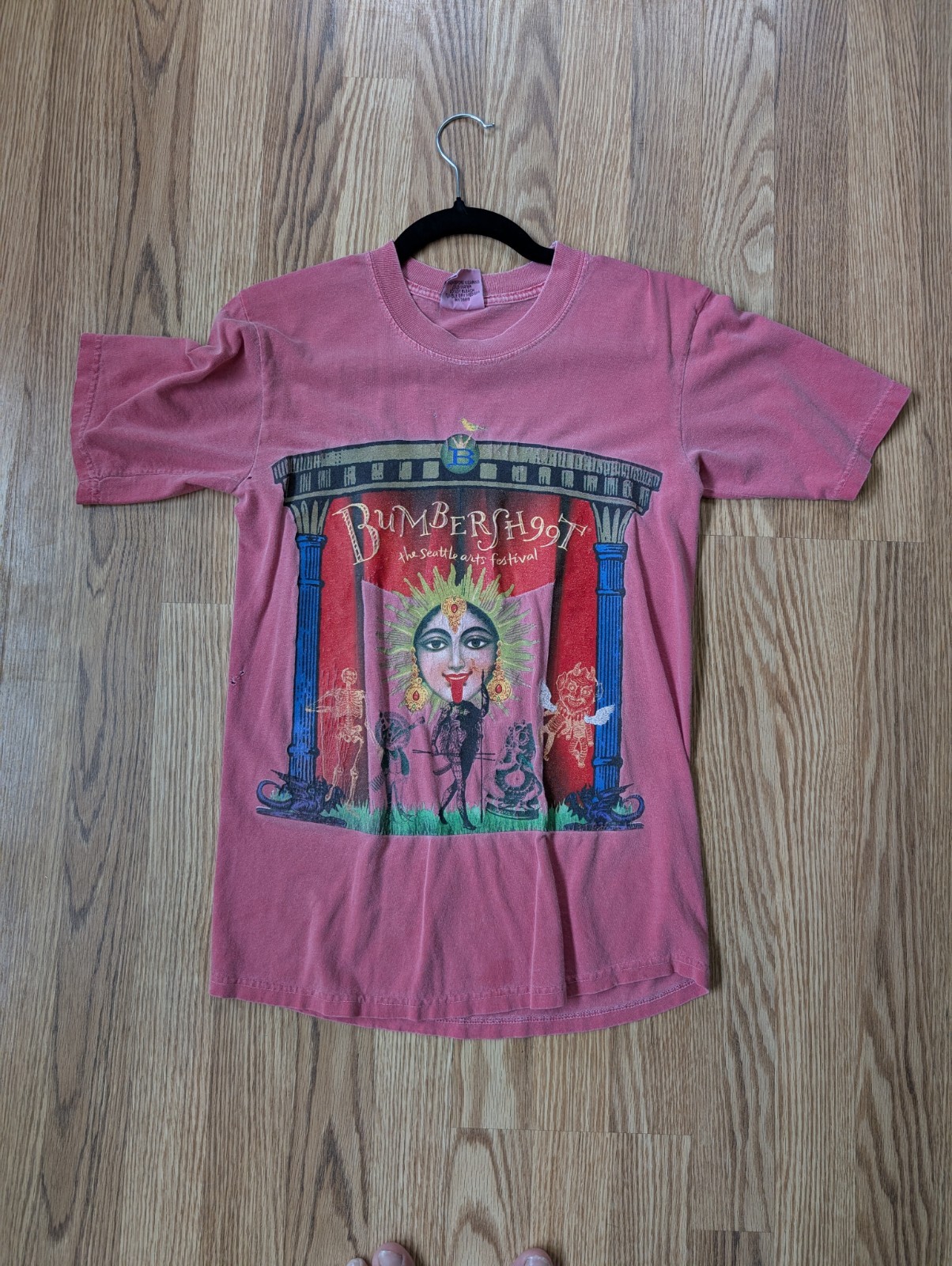 Vintage Bumbershoot Festival T-Shirt L Cotton Knit Pink Graphic 90s