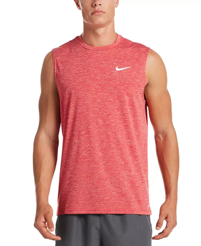 NWT NIKE MEN&rsquo;S HYDROGUARD Tank Top Swim T-Shirt Heather Red