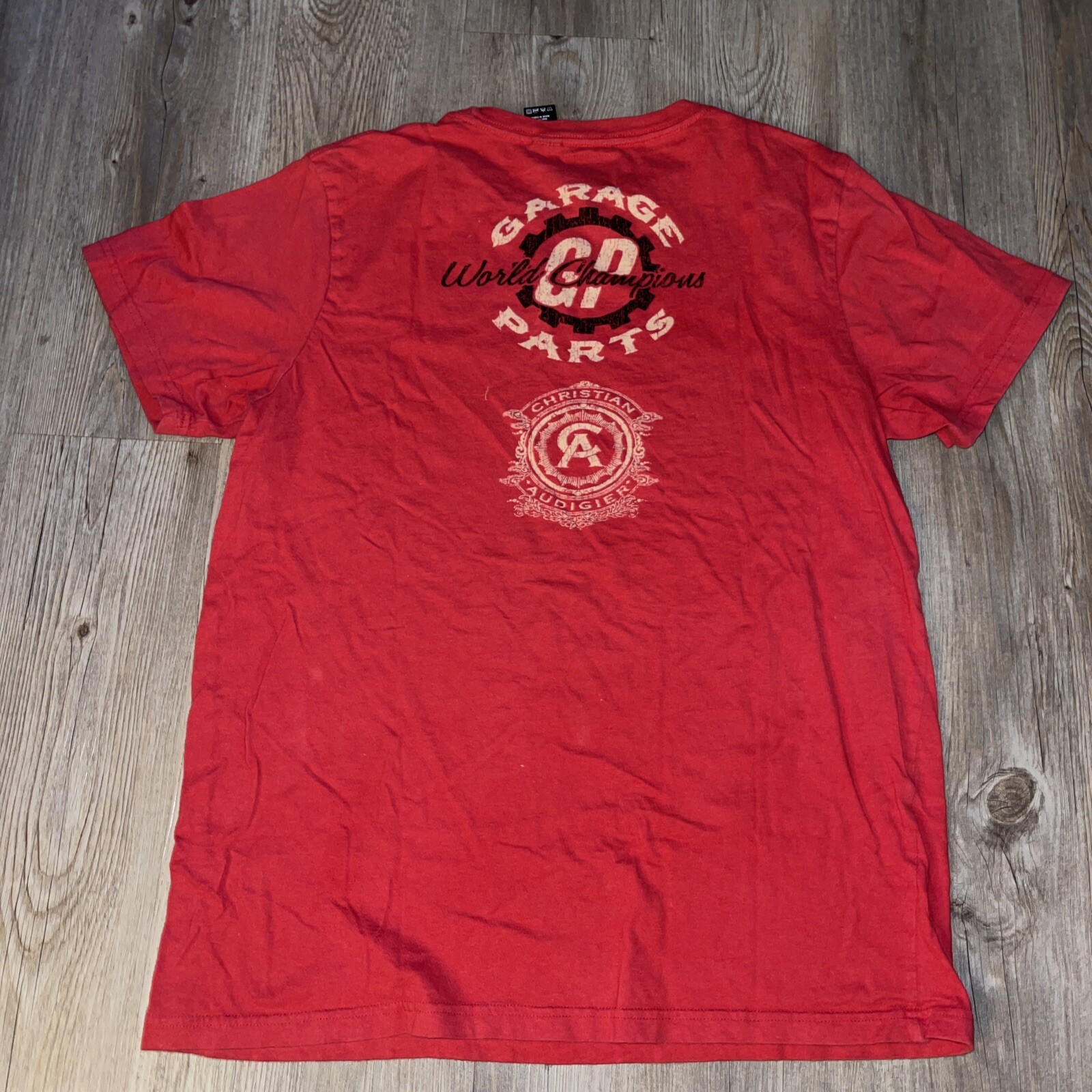 Christian Audigier Shirt Size L Garage Parts Classic Car Red Designer Vintage