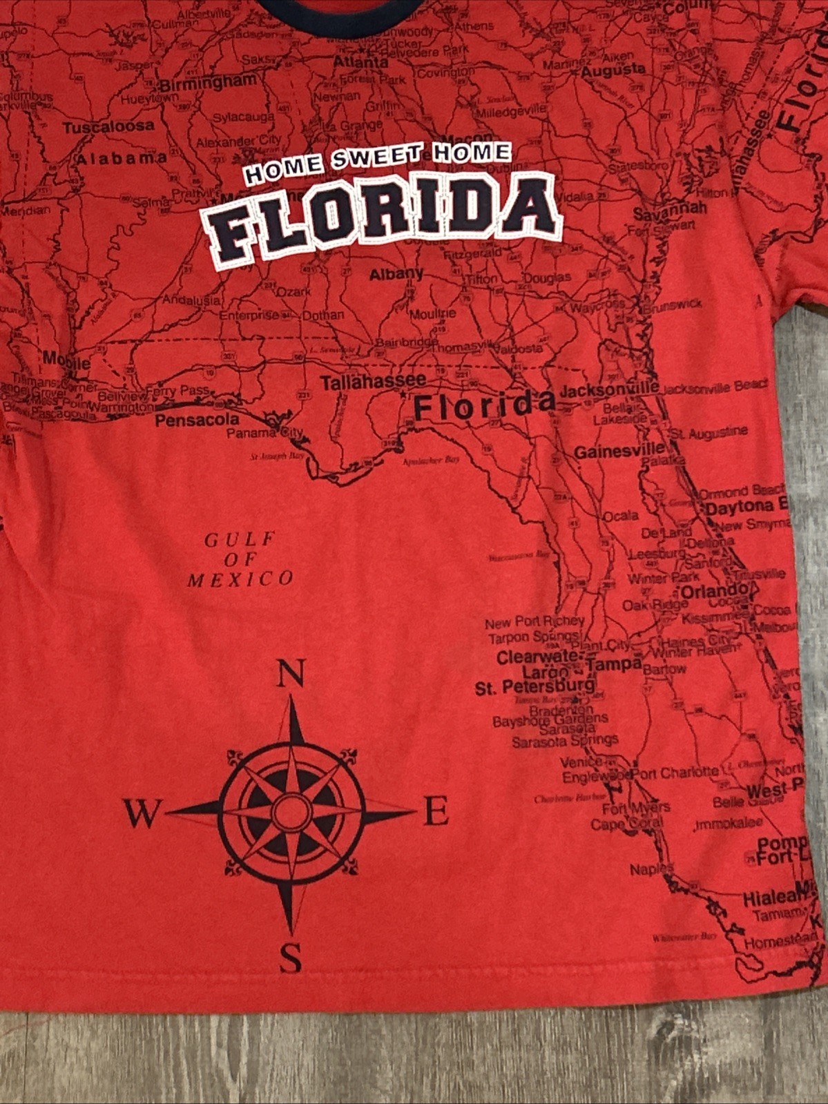 VINTAGE State of Mine Men T-Shirt Large Florida Home Sweet Home Graphic Map AOP