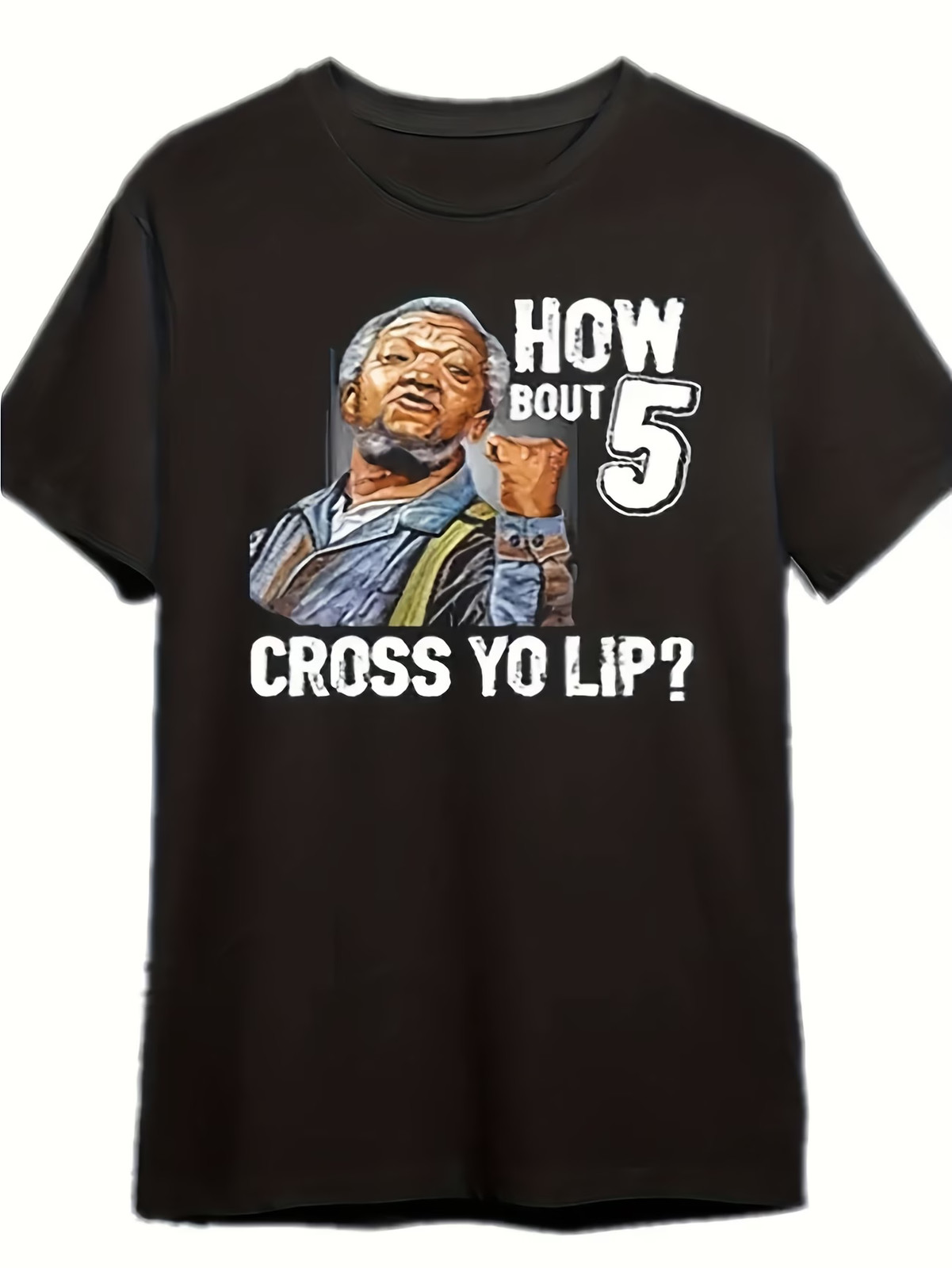 Funny Men&rsquo;S Short Sleeve Sanford and Son TV Show Redd Foxx Casual Black Cotton T
