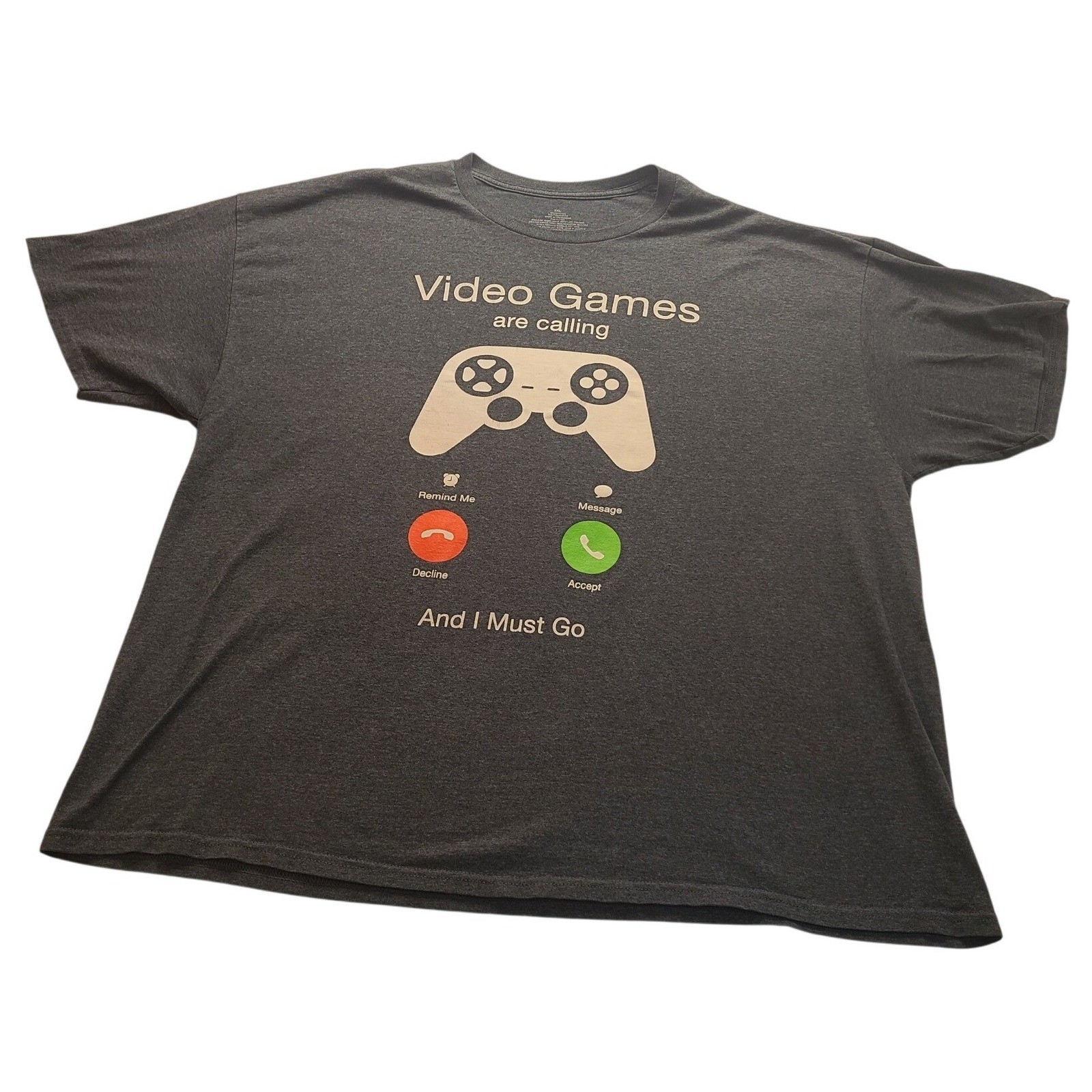 Video Games Are Calling And I Must Go Graphic T-Shirt Gray Men&rsquo;s 3XL Gamer Tee