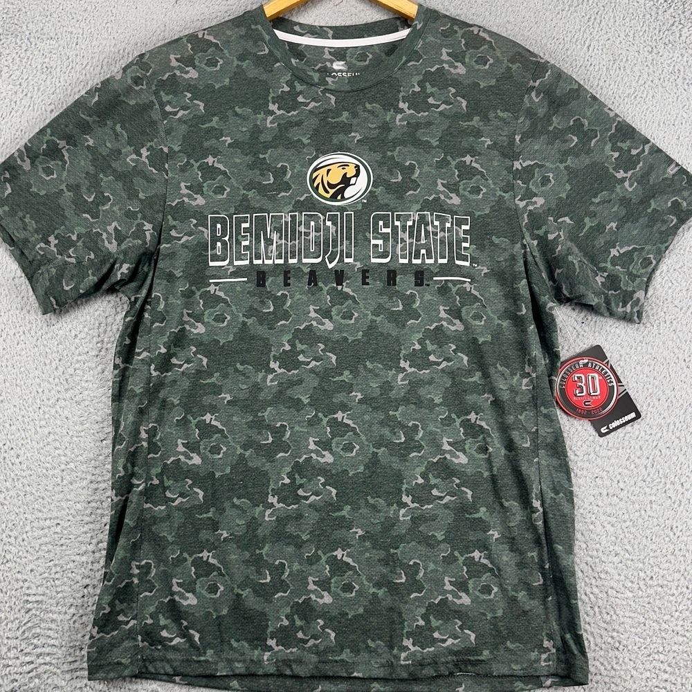 NEW Bemidji State Beavers T-Shirt Mens Large Green Camo Athetic Tee Colosseum