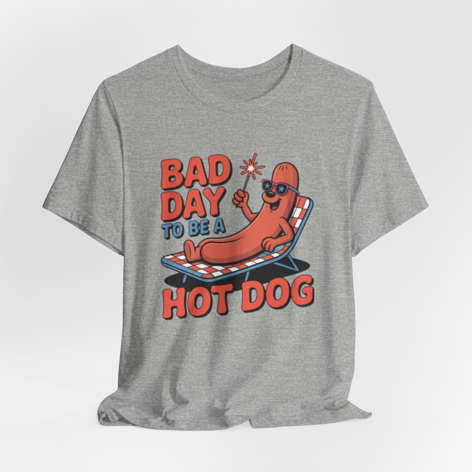 Bad Day to Be a Hot Dog Fourth of July tee | Funny Hot Dog Cartoon T-Shirt