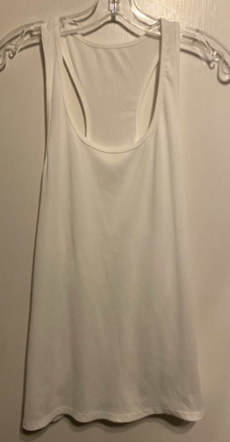Ouku Mens size large Racerback Polyester blend stretch flat knit White NWT