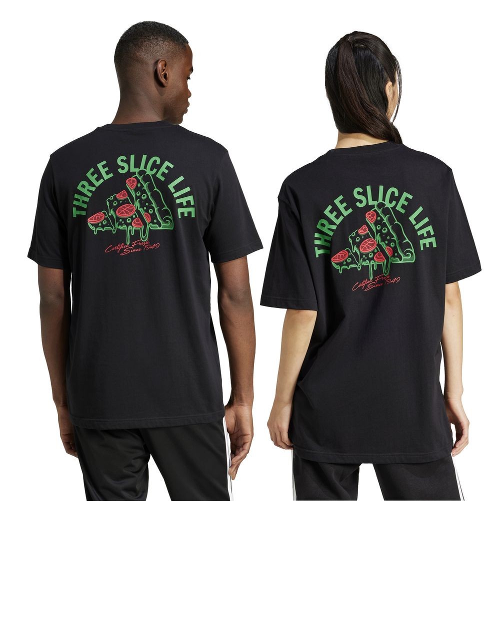 Adidas Black Lounge Pizza Graphic Unisex Jersey T-Shirt