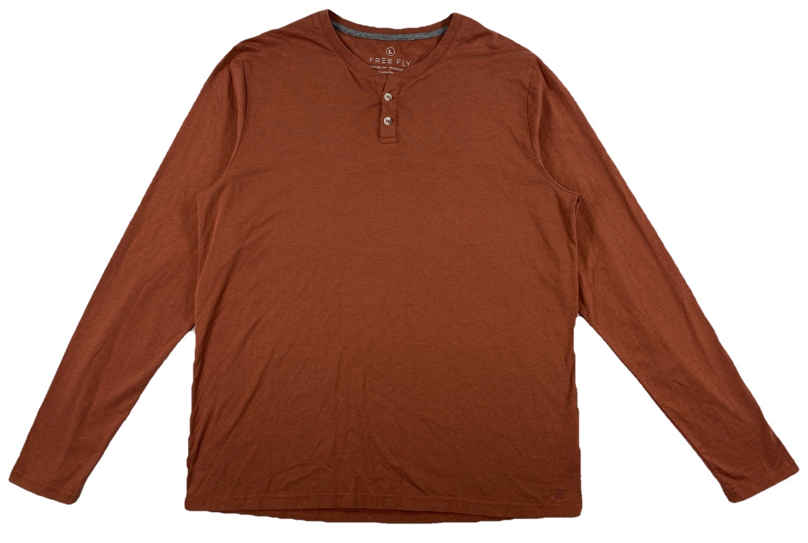 Free Fly Bamboo Heritage Henley Men’s Large Desert Red Sand UPF 50+
