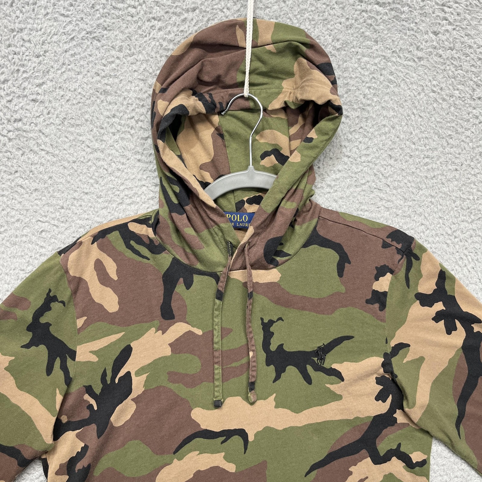 Polo Ralph Lauren Hooded T-shirt Mens Medium Camo Jersey Woodland Long Sleeve