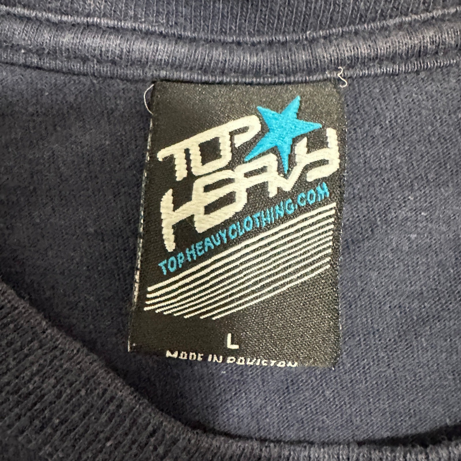 Top Heavy Clothing Graphic Tee Eagle Guitar Long Sleeve Navy Blue Mens Size M