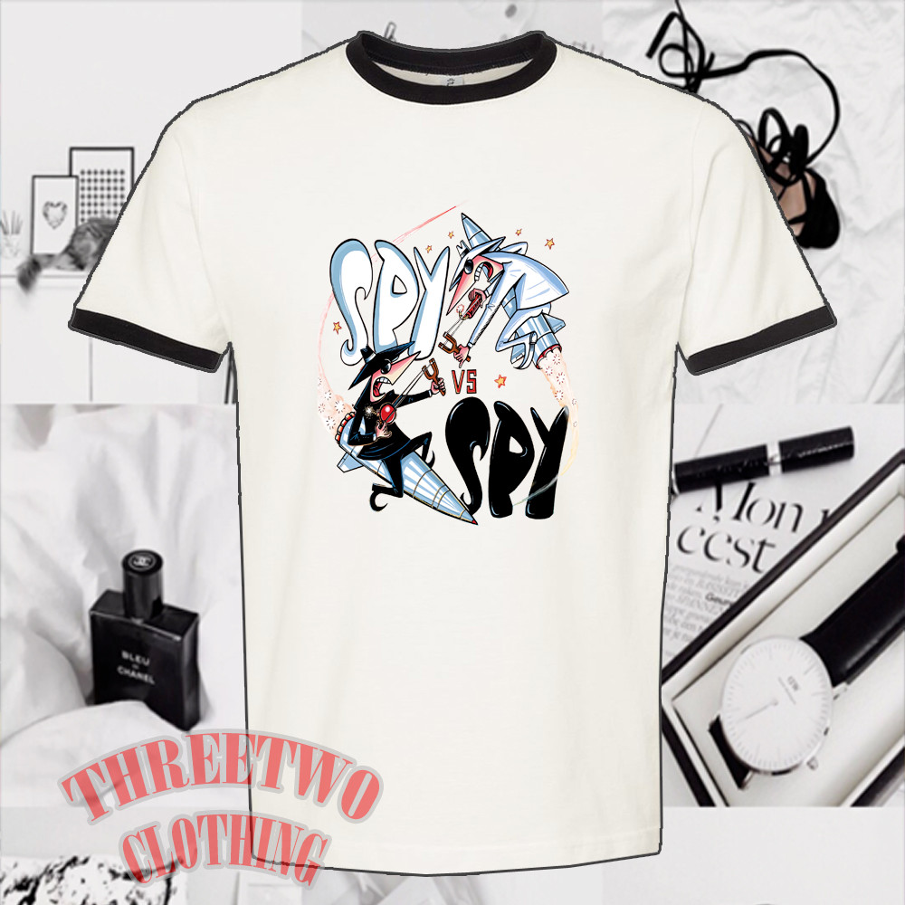 SPY vs SPY Megazine Cartoon TV Show Men&rsquo;s Ringer Black Size S to 3XL