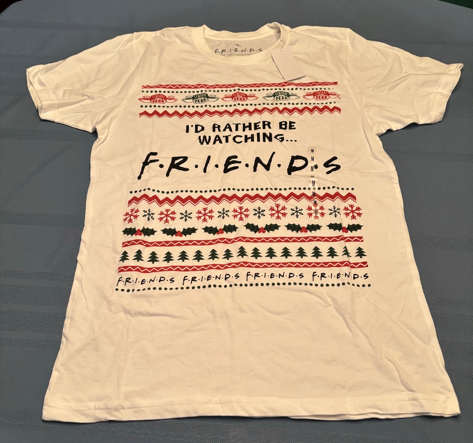 Friends TV Series I&rsquo;d Rather Be Watching Friends Men&rsquo;s M Christmas T-Shirt Flaws