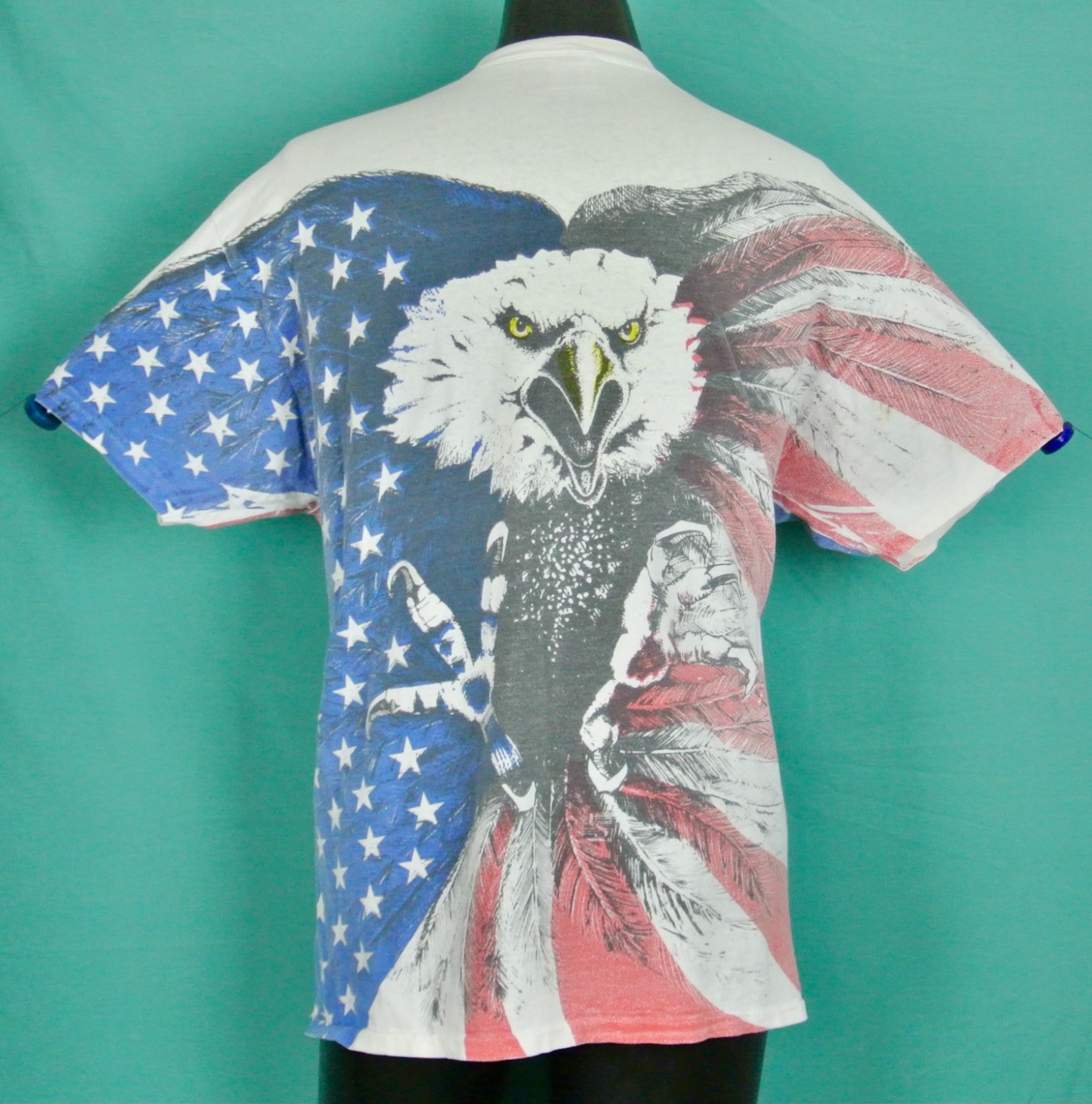 Vintage All Over Print Attacking American Bald Eagle Tee Shirt DELTA XL X large