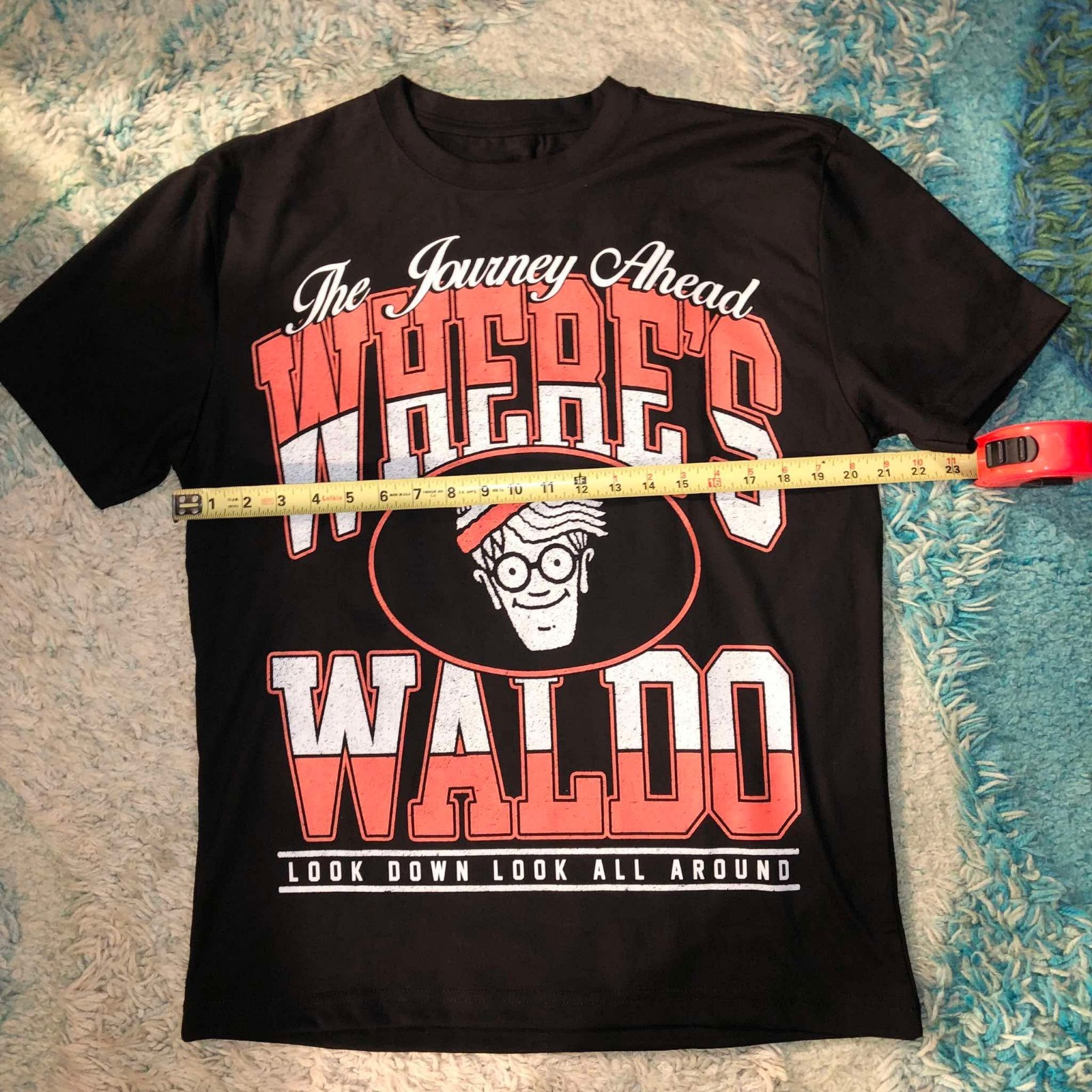 Where&rsquo;s Waldo? Waldo Black Graphic Print Crew Neck Short Sleeve Tee Unisex S