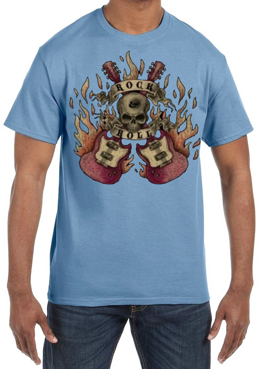 Rock n Roll Guitar T-shirt Mens Graphic Tees Clothing Apparel Guitar Accessories