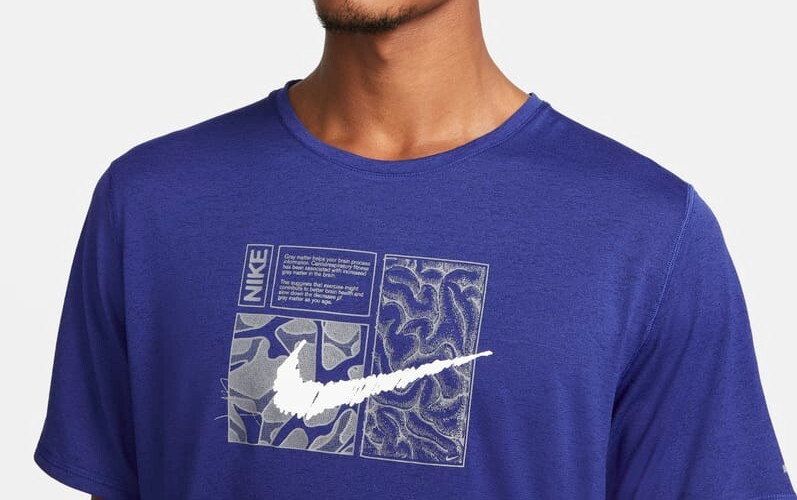Nike Men&rsquo;s Dri-FIT Miler DYE Blue Short Sleeve Graphic Running Tee DQ6508-455 M