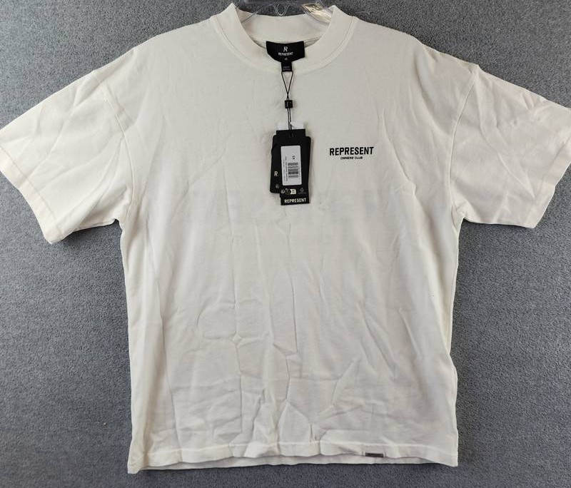 REPRESENT Owners Club Oversized Fit T-Shirt Mens XS Flat White Crewneck Pullover