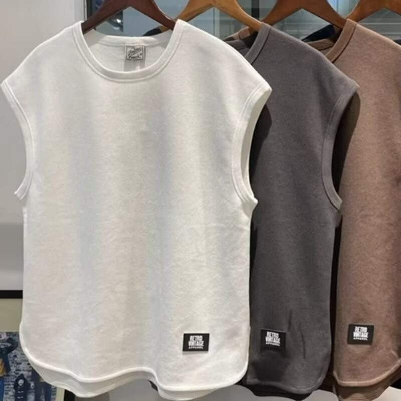 New Sports Fitness Vest For Men T-shirt Loose Sleeveless Sweatshirt M L XL-5XL